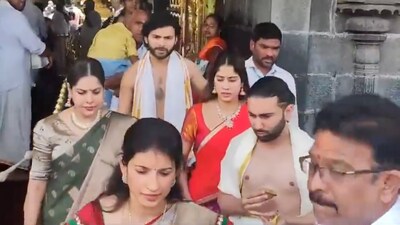 Shikhar Paharia, Janhvi Kapoor and Orhan Avatramani in Tirumal Tirupati. Shikhar Paharia, Janhvi Kapoor and Orhan Avatramani in Tirumal Tirupati.