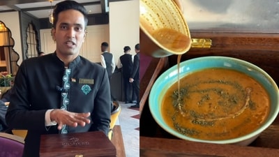 Dal with 24-carat gold tadka is served at Ranveer Brar's restaurant Kashkan in Dubai. (Instagram/@streetfoodrecipe) Dal with 24-carat gold tadka is served at Ranveer Brar's restaurant Kashkan in Dubai. (Instagram/@streetfoodrecipe)