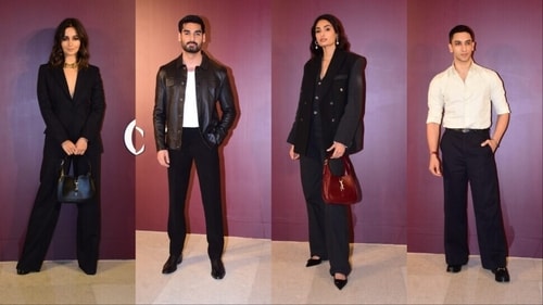 (L-R) Alia Bhatt, Ahan Shetty, Athiya Shetty, and Vedang Raina at a Mumbai event. (L-R) Alia Bhatt, Ahan Shetty, Athiya Shetty, and Vedang Raina at a Mumbai event.