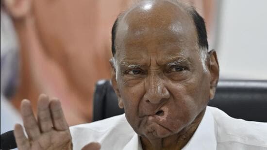 Mumbai, India - Jan. 9, 2024:NCP chief Sharad Pawar addressing to media during press conference at Party head quarters, Ballard Estate, in Mumbai, India, on Tuesday, January 9, 2024. (Photo by Anshuman Poyrekar/ Hindustan Times) (Hindustan Times)