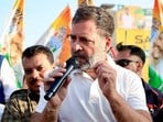 Congress leader Rahul Gandhi addresses the crowd during the Bharat Jodo Nyay Yatra in Ratlam on Wednesday. (ANI Photo)