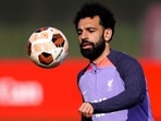 Liverpool's Mohamed Salah attends a training session.