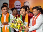 Former Calcutta High Court judge Justice Abhijit Gangopadhyay joins BJP in the presence of BJP WB President Sukanta Majumdar and Leader of Opposition in State Assembly Suvendu Adhikari, at BJP office, in Kolkata on March 7. Former Calcutta High Court judge Justice Abhijit Gangopadhyay joins BJP in the presence of BJP WB President Sukanta Majumdar and Leader of Opposition in State Assembly Suvendu Adhikari, at BJP office, in Kolkata on March 7.