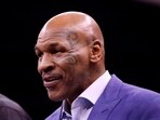 Mike Tyson is seen before the fight 