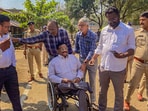 Former Delhi University professor G.N. Saibaba being released from the Nagpur Central Jail, two days after the Bombay High Court acquitted him in an alleged Maoist links case in Nagpur on March 7. Former Delhi University professor G.N. Saibaba being released from the Nagpur Central Jail, two days after the Bombay High Court acquitted him in an alleged Maoist links case in Nagpur on March 7.