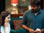 Katrina Kaif with Vijay Sethupathi on Merry Christmas. Katrina Kaif with Vijay Sethupathi on Merry Christmas.