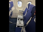 Snapshot of the seats without a cushion on an IndiGo flight. Snapshot of the seats without a cushion on an IndiGo flight.