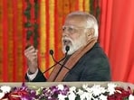 Prime Minister Narendra Modi addresses the gathering during the 'Viksit Bharat Viksit Jammu Kashmir' program, at Bakshi Stadium in Srinagar on Thursday. Prime Minister Narendra Modi addresses the gathering during the 'Viksit Bharat Viksit Jammu Kashmir' program, at Bakshi Stadium in Srinagar on Thursday.