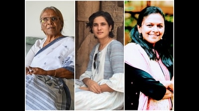(Left to right) Bharati Dasgupta (81), Rajitha Gopinath (44) and Nirmala Peters Mehendale (60)