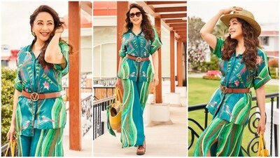 Madhuri Dixit is one of those actresses who is getting more gorgeous with every passing day. The actress is a total stunner and continues to hit fashion targets like a pro. Her mesmerising looks from Anant Ambani and Radhika Merchant's pre-wedding festivities are just wow and are doing rounds on social media. The diva recently unveiled her jungle-themed look in a trendy printed co-ord set that is sure to leave you in awe. Whether it's a sartorial saree or a chic jumpsuit, Madhuri can pull off any look to perfection and her stylish Insta-diaries filled with fashion-forward looks are a testament to that. Her latest sassy look is no exception and is sure to make you swoon. (Instagram/@madhuridixitnene) Madhuri Dixit is one of those actresses who is getting more gorgeous with every passing day. The actress is a total stunner and continues to hit fashion targets like a pro. Her mesmerising looks from Anant Ambani and Radhika Merchant's pre-wedding festivities are just wow and are doing rounds on social media. The diva recently unveiled her jungle-themed look in a trendy printed co-ord set that is sure to leave you in awe. Whether it's a sartorial saree or a chic jumpsuit, Madhuri can pull off any look to perfection and her stylish Insta-diaries filled with fashion-forward looks are a testament to that. Her latest sassy look is no exception and is sure to make you swoon. (Instagram/@madhuridixitnene)