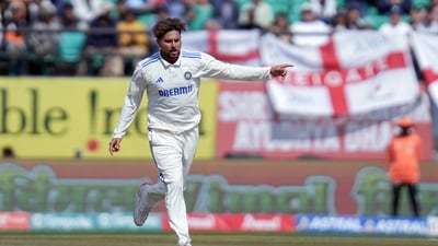 India's Kuldeep Yadav celebrates during the 5th Test (BCCI-X) India's Kuldeep Yadav celebrates during the 5th Test (BCCI-X)