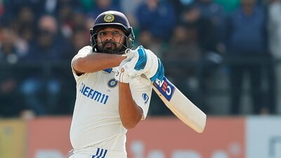 India's skipper Rohit Sharma plays a shot on Day 1 of the 5th Test match against England, at Himachal Pradesh Cricket Association Stadium, in Dharamsala on Thursday (BCCI-X) India's skipper Rohit Sharma plays a shot on Day 1 of the 5th Test match against England, at Himachal Pradesh Cricket Association Stadium, in Dharamsala on Thursday (BCCI-X)