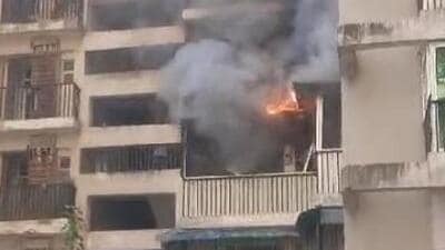 At 9:40am, a major fire broke out in the second-floor locked flat of a highrise in 16th Avenue. (HT sourced video screengrab) At 9:40am, a major fire broke out in the second-floor locked flat of a highrise in 16th Avenue. (HT sourced video screengrab)