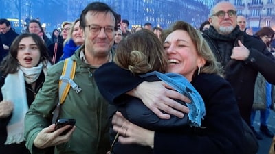 Pro-abortion supporters hug each other after French lawmakers have approved a bill that will enshrine a woman’s right to an abortion in the French Constitution, at Trocadero Plaza in Paris, Monday, March 4, 2024. The vote makes France the first country to have a constitutional right to abortion since the former Yugoslavia inscribed it in its 1974 constitution. (AP Photo/Oleg Cetinic) (AP) Pro-abortion supporters hug each other after French lawmakers have approved a bill that will enshrine a woman’s right to an abortion in the French Constitution, at Trocadero Plaza in Paris, Monday, March 4, 2024. The vote makes France the first country to have a constitutional right to abortion since the former Yugoslavia inscribed it in its 1974 constitution. (AP Photo/Oleg Cetinic) (AP)