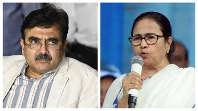 Former Calcutta high court judge Abhijit Gangopadhyay and West Bengal CM Mamata Banerjee. (PTI) Former Calcutta high court judge Abhijit Gangopadhyay and West Bengal CM Mamata Banerjee. (PTI)