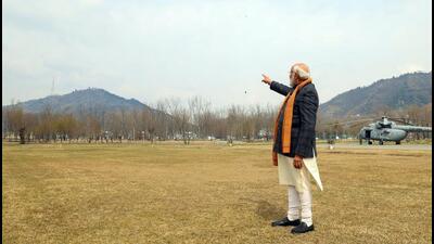 Prime Minister Narendra Modi visits Shankaracharya Hill in Srinagar on Thursday. (ANI) Prime Minister Narendra Modi visits Shankaracharya Hill in Srinagar on Thursday. (ANI)