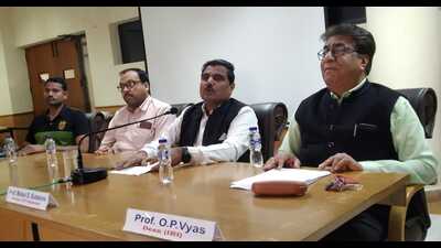 Sports meet press meet underway, in Prayagraj on Thursday. (HT PHOTO)