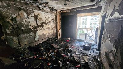 Three fire tenders took two hours to douse the flames on Thursday. (HT Photo) Three fire tenders took two hours to douse the flames on Thursday. (HT Photo)