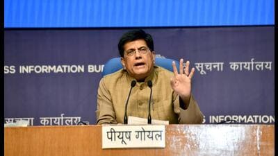 Union commerce and industry minister Piyush Goyal addresses a Cabinet Briefing, in New Delhi on Thursday. (ANI) Union commerce and industry minister Piyush Goyal addresses a Cabinet Briefing, in New Delhi on Thursday. (ANI)