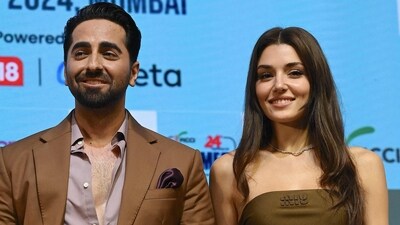 Bollywood actor Ayushmann Khurrana and Turkish actress Hande Ercel at the FICCI event. A "new door is opening" for her with the participation at the event, said the 30-year-old actress. (AFP) Bollywood actor Ayushmann Khurrana and Turkish actress Hande Ercel at the FICCI event. A "new door is opening" for her with the participation at the event, said the 30-year-old actress. (AFP)