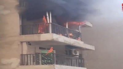 Fire breaks out at an apartment in 16th Avenue society of Greater Noida West.