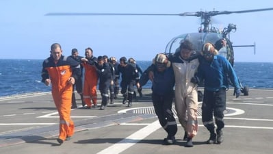 The INS Kolkata, deployed for Maritime Security Operations, arrived at the scene of action and rescued 21 crew members, including one Indian national. The INS Kolkata, deployed for Maritime Security Operations, arrived at the scene of action and rescued 21 crew members, including one Indian national.