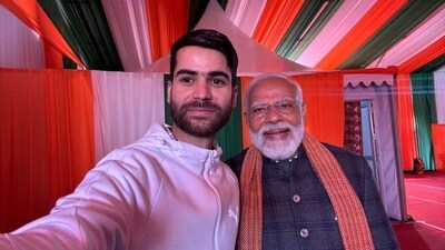 Prime minister Narendra Modi posted this selfie on his X account with Pulwama's Nazim whom PM Modi called his friend. Prime minister Narendra Modi posted this selfie on his X account with Pulwama's Nazim whom PM Modi called his friend.
