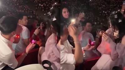 After the man proposed to his girlfriend during Taylor Swift's concert, she did something that left everyone surprised. (Instagram/@mustsharenews) After the man proposed to his girlfriend during Taylor Swift's concert, she did something that left everyone surprised. (Instagram/@mustsharenews)