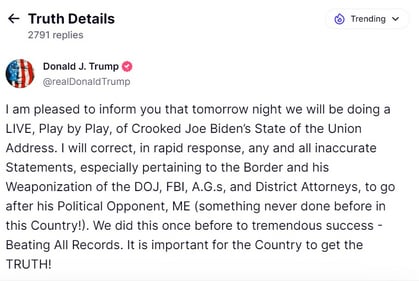 (Donald J. Trump/Truth Social) (Donald J. Trump/Truth Social)