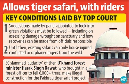 Allows tiger safari, with riders. Allows tiger safari, with riders.