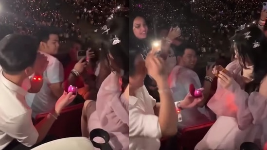 After the man proposed to his girlfriend during Taylor Swift's concert, she did something that left everyone surprised. (Instagram/@mustsharenews)