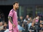Inter Miami's Argentine forward Lionel Messi looks on during a match. Inter Miami's Argentine forward Lionel Messi looks on during a match.