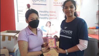 A woman being felicitated at an event on Friday. (HT PHOTO) A woman being felicitated at an event on Friday. (HT PHOTO)