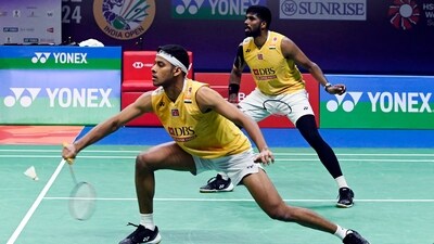 Indian badminton players Satwiksairaj Rankireddy and Chirag Shetty in action. (Mohd Zakir) Indian badminton players Satwiksairaj Rankireddy and Chirag Shetty in action. (Mohd Zakir)