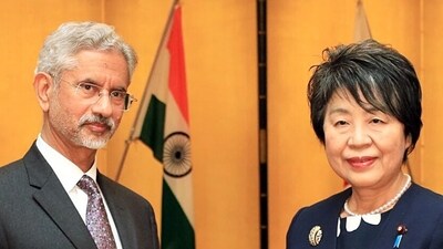 External Affairs Minister S Jaishankar being felicitated by Japanese Foreign Minister Yoko Kamikawa during the 16th India-Japan Foreign Ministers Strategic Dialogue, in Tokyo on Thursday. (Dr. S. Jaishankar-X)