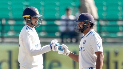 India's Shubman Gill and Rohit Sharma on Day 2 of the 5th Test match against England, at Himachal Pradesh Cricket Association Stadium, in Dharamsala on Friday. (ANI) India's Shubman Gill and Rohit Sharma on Day 2 of the 5th Test match against England, at Himachal Pradesh Cricket Association Stadium, in Dharamsala on Friday. (ANI)