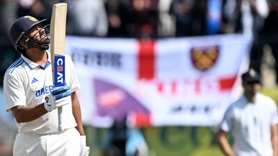 Indian captain Rohit Sharma reached his 12th Test century during the first session (AFP) Indian captain Rohit Sharma reached his 12th Test century during the first session (AFP)