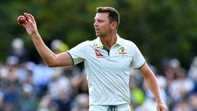 Australia's paceman Josh Hazlewood prepares to bowl during day one of the second cricket Test match between New Zealand and Australia (AFP) Australia's paceman Josh Hazlewood prepares to bowl during day one of the second cricket Test match between New Zealand and Australia (AFP)