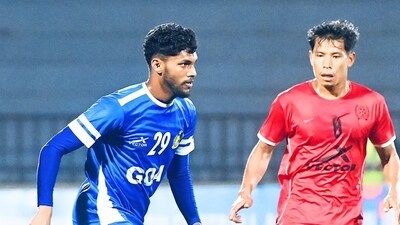 Goa defeated Manipur in their Santosh Trophy semi-final fixture. Goa defeated Manipur in their Santosh Trophy semi-final fixture.