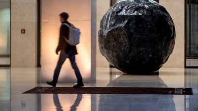 The lobby of BlackRock, an American multinational investment company, is pictured. (AP)