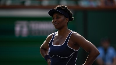 Venus Williams reacts to losing a point to Nao Hibino. (AP) Venus Williams reacts to losing a point to Nao Hibino. (AP)