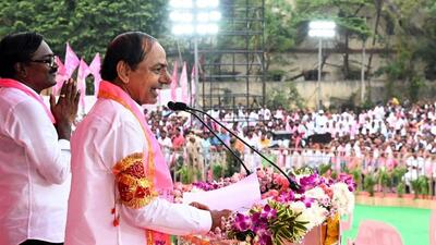 On February 5, 2023, BRS chief K Chandrashekar Rao addressed his first public rally in Maharashtra at Bhokar in Nanded city. (ANI)