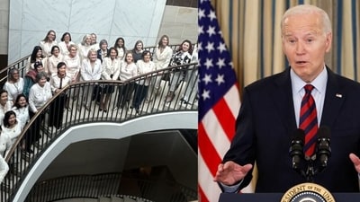 o draw attention to "women's rights," some twenty Democratic congresswomen have dressed in white for President Biden's State of the Union speech on Thursday. (Via X) o draw attention to "women's rights," some twenty Democratic congresswomen have dressed in white for President Biden's State of the Union speech on Thursday. (Via X)