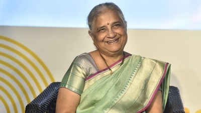 The picture shows Sudha Murty attending an event in Mumbai. (HT)