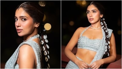 Lastly, Bhumi chose a mang tika, a choker necklace, and statement rings for the accessories, and for the glam picks, she opted for winged eyeliner, shimmery brown eye shadow, mascara on the lashes, rouge on the cheekbones, glossy caramel lip shade, mascara on the lashes, and darkened brows.&nbsp; (Instagram)