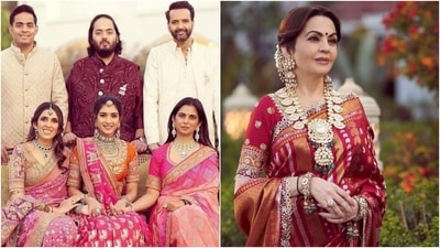 Radhika Merchant, Isha Ambani, Nita Ambani, and Shloka Mehta stun in traditional attires. (Instagram) Radhika Merchant, Isha Ambani, Nita Ambani, and Shloka Mehta stun in traditional attires. (Instagram)