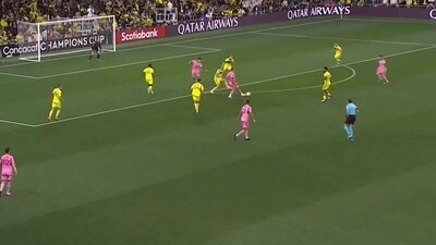 Lionel Messi combined with Luis Suarez to score his first-ever CONCACAF goal. Lionel Messi combined with Luis Suarez to score his first-ever CONCACAF goal.