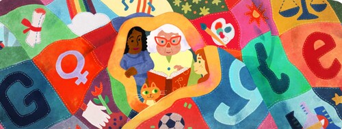 The Doodle on Friday showed two younger children sitting with their grandmother. (GoogleDoodles) The Doodle on Friday showed two younger children sitting with their grandmother. (GoogleDoodles)