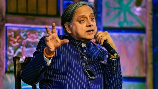 Congress leader Shashi Tharoor in Jaipur.(PTI)