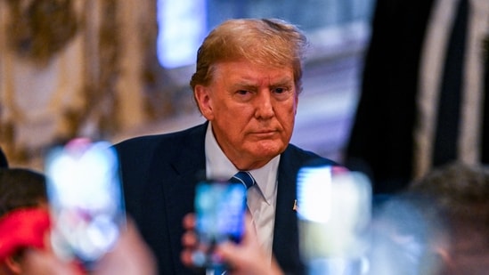Former US President and 2024 presidential hopeful Donald Trump attends a Super Tuesday election night watch party at Mar-a-Lago Club in Palm Beach, Florida, on March 5, 2024. (Photo by CHANDAN KHANNA / AFP) (AFP)
